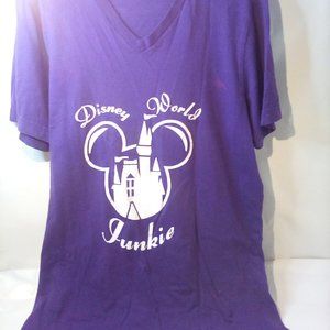 Disney World Junkie Woman's Large Tee Shirt MickeyMouse